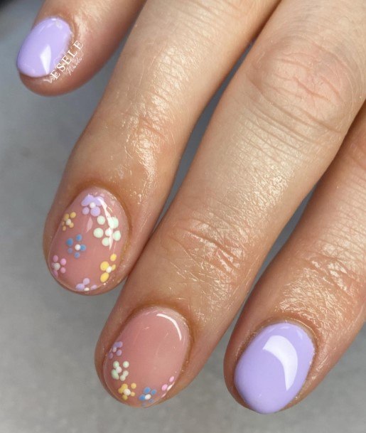 Girl With Graceful Lilac Nails