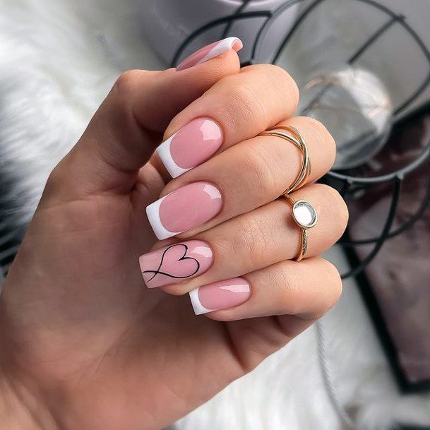 Girl With Graceful Long French Nails