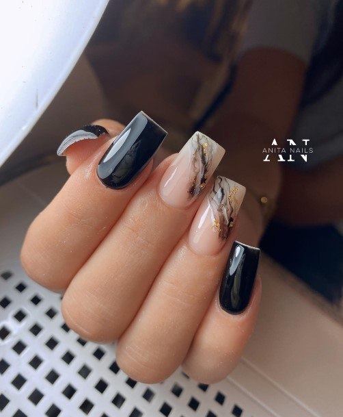 Girl With Graceful Marble Nails