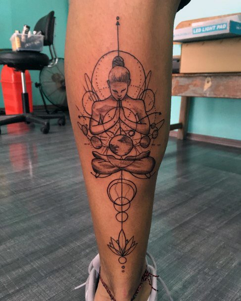 Girl With Graceful Meditation Tattoos