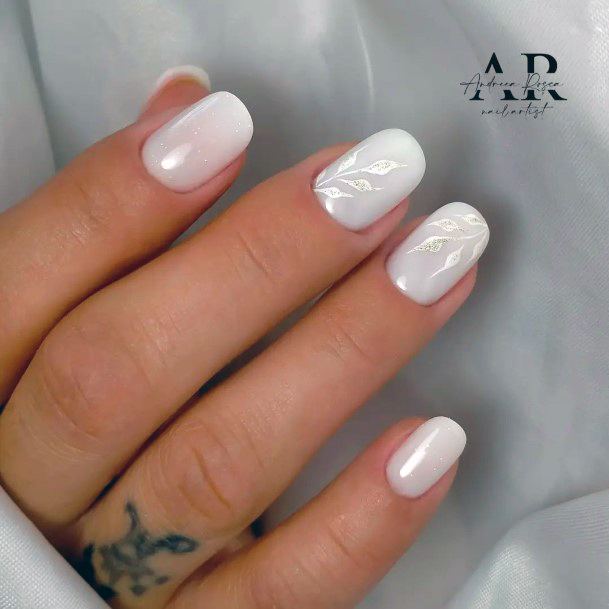 Girl With Graceful Milky White Nails