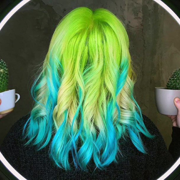 Girl With Graceful Neon Hairstyless