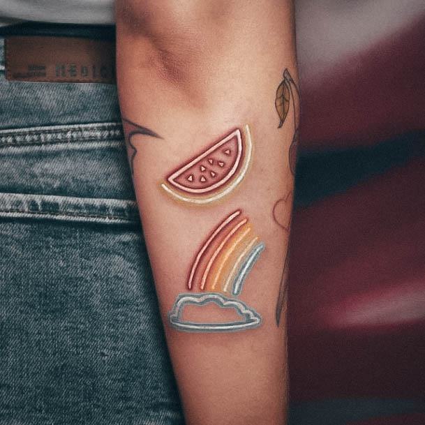 Girl With Graceful Neon Tattoos