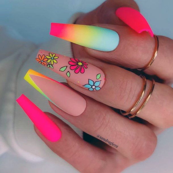 Girl With Graceful Ombre Summer Nails