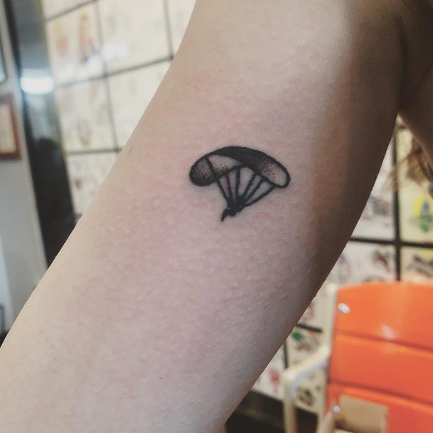 Girl With Graceful Parachute Skydiving Tattoos