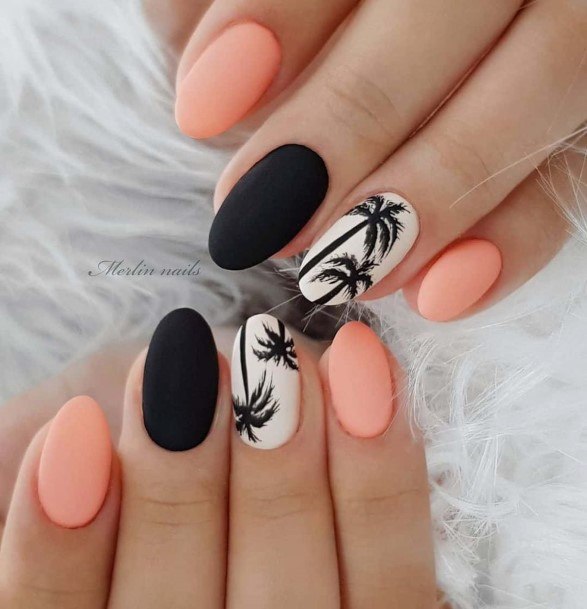 Girl With Graceful Peach Matte Nails