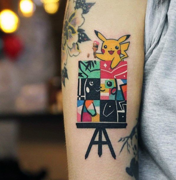 Girl With Graceful Pikachu Tattoos