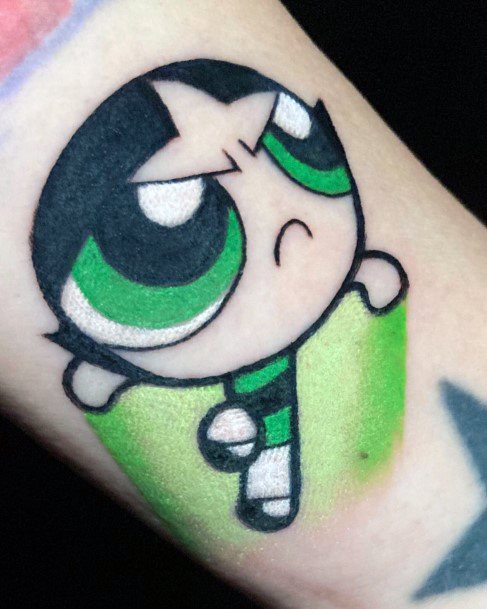 Girl With Graceful Powerpuff Girls Buttercup Tattoos