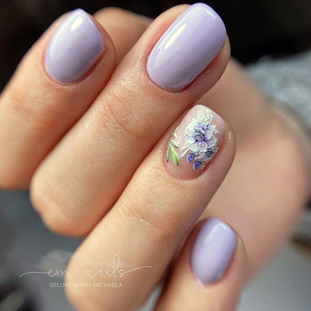 Girl With Graceful Purple Dress Nails