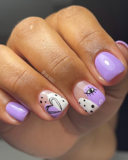 Girl With Graceful Purple Nails