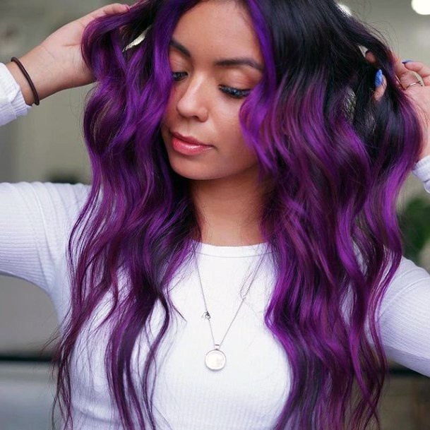 Girl With Graceful Purple Ombre Hairstyless