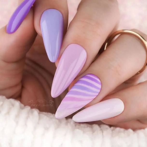 Girl With Graceful Purple Summer Nails