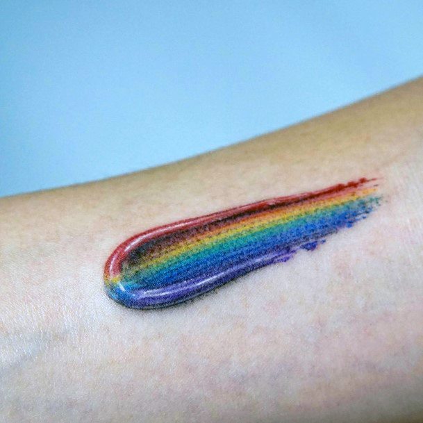Girl With Graceful Rainbow Tattoos