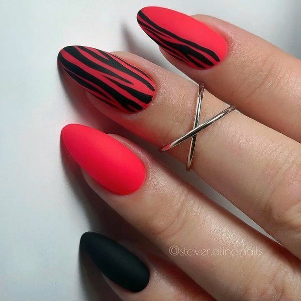 Girl With Graceful Red Summer Nails