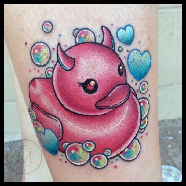Girl With Graceful Rubber Duck Tattoos