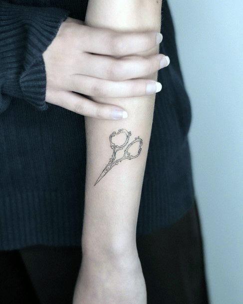 Girl With Graceful Scissors Tattoos
