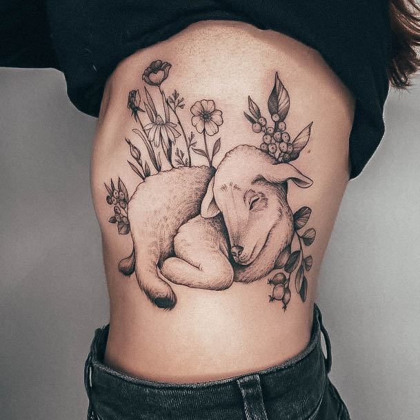 Girl With Graceful Sheep Tattoos