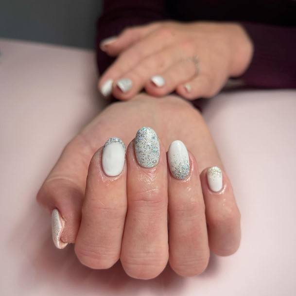 Girl With Graceful Silver French Tip Nails