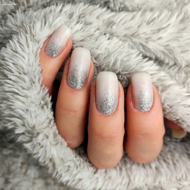 Girl With Graceful Silver Ombre Nails