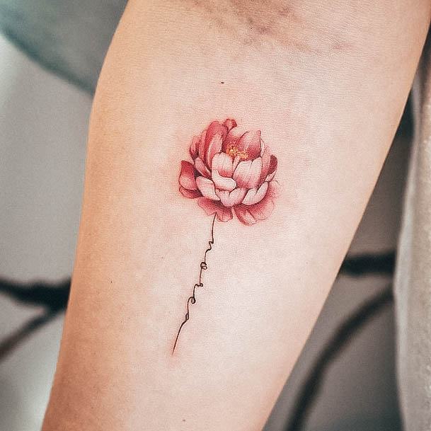 Girl With Graceful Simple Flower Tattoos