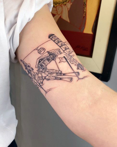 Girl With Graceful Skiing Tattoos