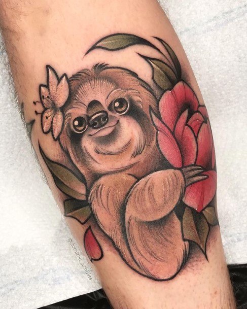 Girl With Graceful Sloth Tattoos
