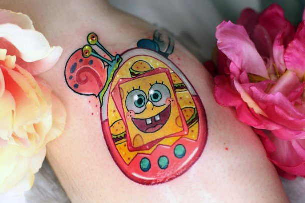 Girl With Graceful Spongebob Tattoos