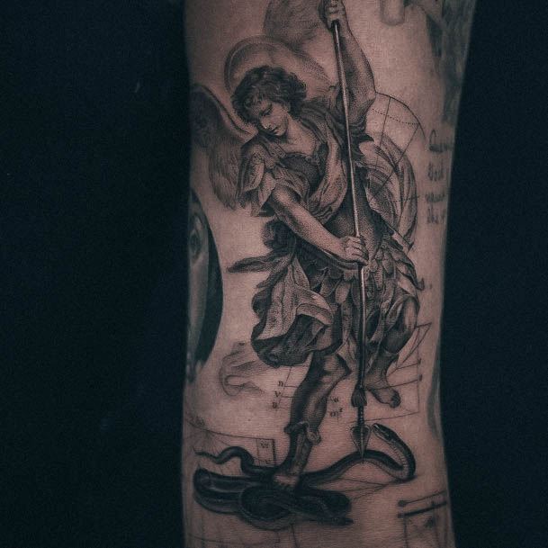 Girl With Graceful St Michael Tattoos