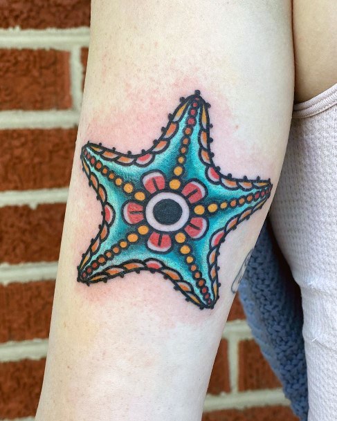 Girl With Graceful Starfish Tattoos