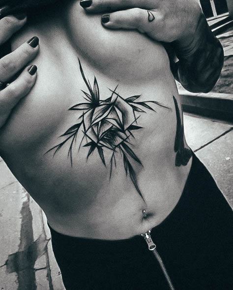 Girl With Graceful Sternum Tattoos