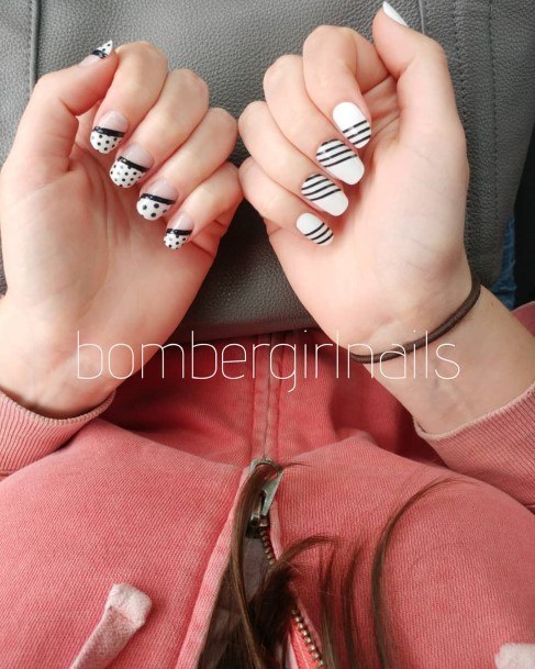 Girl With Graceful Striped Nails