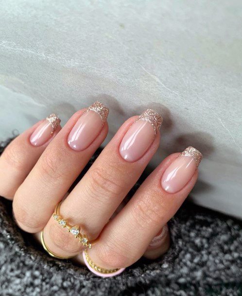 Girl With Graceful Tan Beige Dress Nails