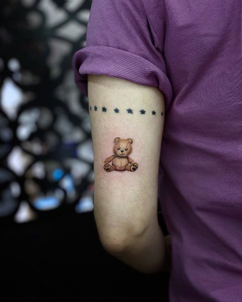 Girl With Graceful Teddy Bear Tattoos