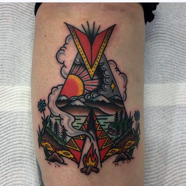 Girl With Graceful Tipi Tattoos