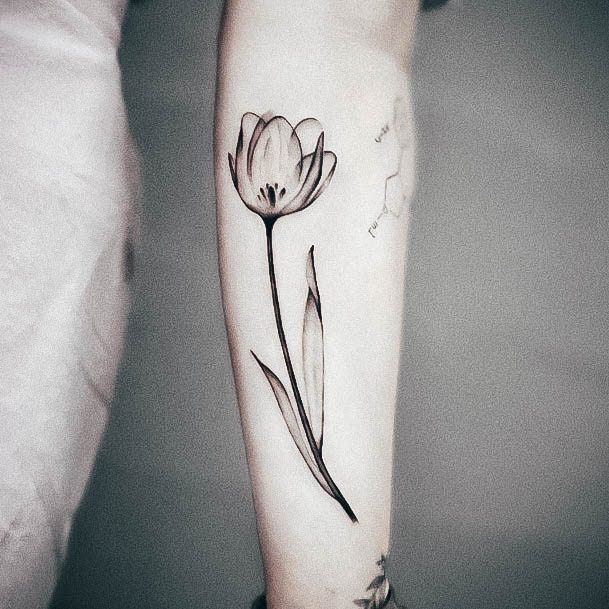 Girl With Graceful Tulip Tattoos