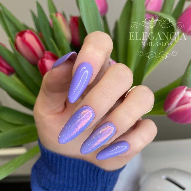 Girl With Graceful Violet Nails