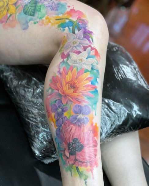 Girl With Graceful Water Lily Tattoos