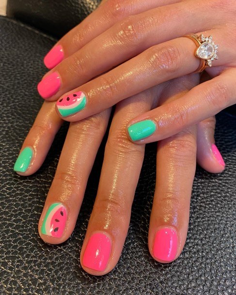 Girl With Graceful Watermelon Nails