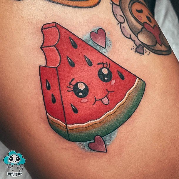 Girl With Graceful Watermelon Tattoos