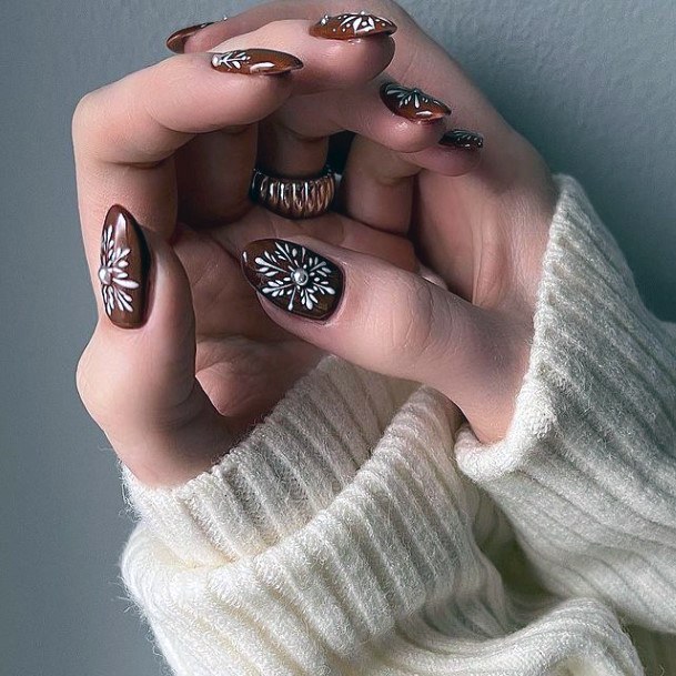 Girl With Graceful Winter Nails