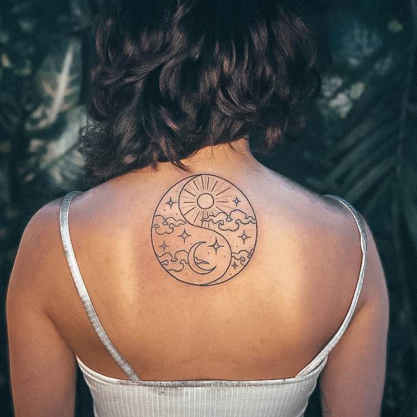 Girl With Graceful Yin Yang Tattoos