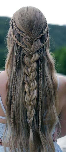 Girl With Long Brown Hair Pretty Braided Style For Prom