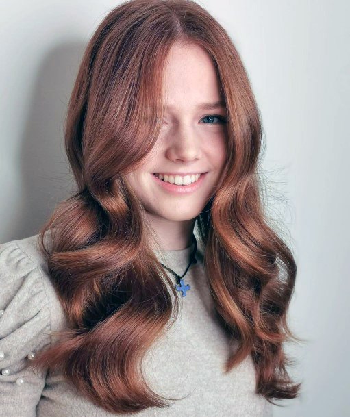 Girl With Pretty Natural Red Hair Big Curls Elegant Style