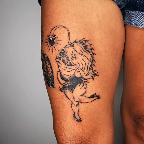 Girl With Stupendous Anglerfish Tattoos