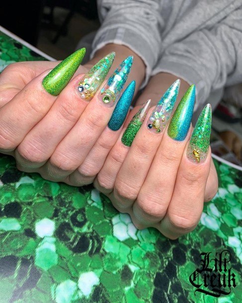 Girl With Stupendous Aquarium Nails