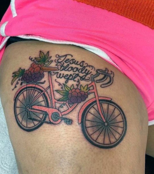 Girl With Stupendous Bicycle Tattoos