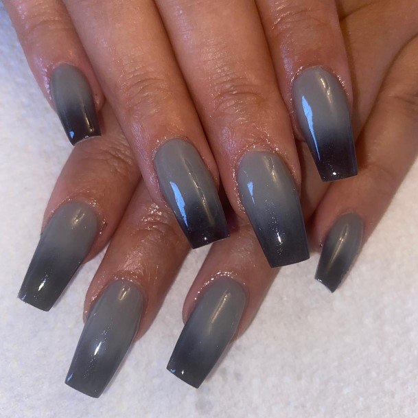 Girl With Stupendous Black And Grey Nails