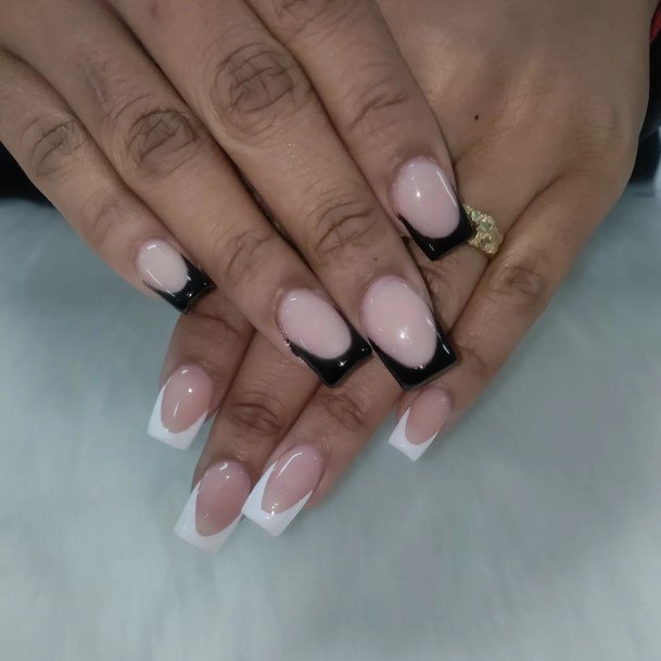 Girl With Stupendous Black And White Nails