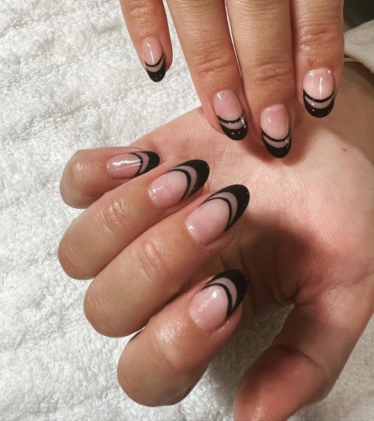 Girl With Stupendous Black French Tip Nails