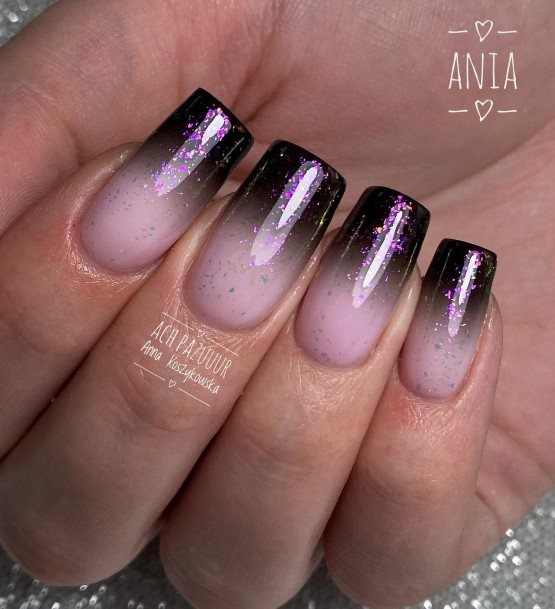 Girl With Stupendous Black Ombre Nails